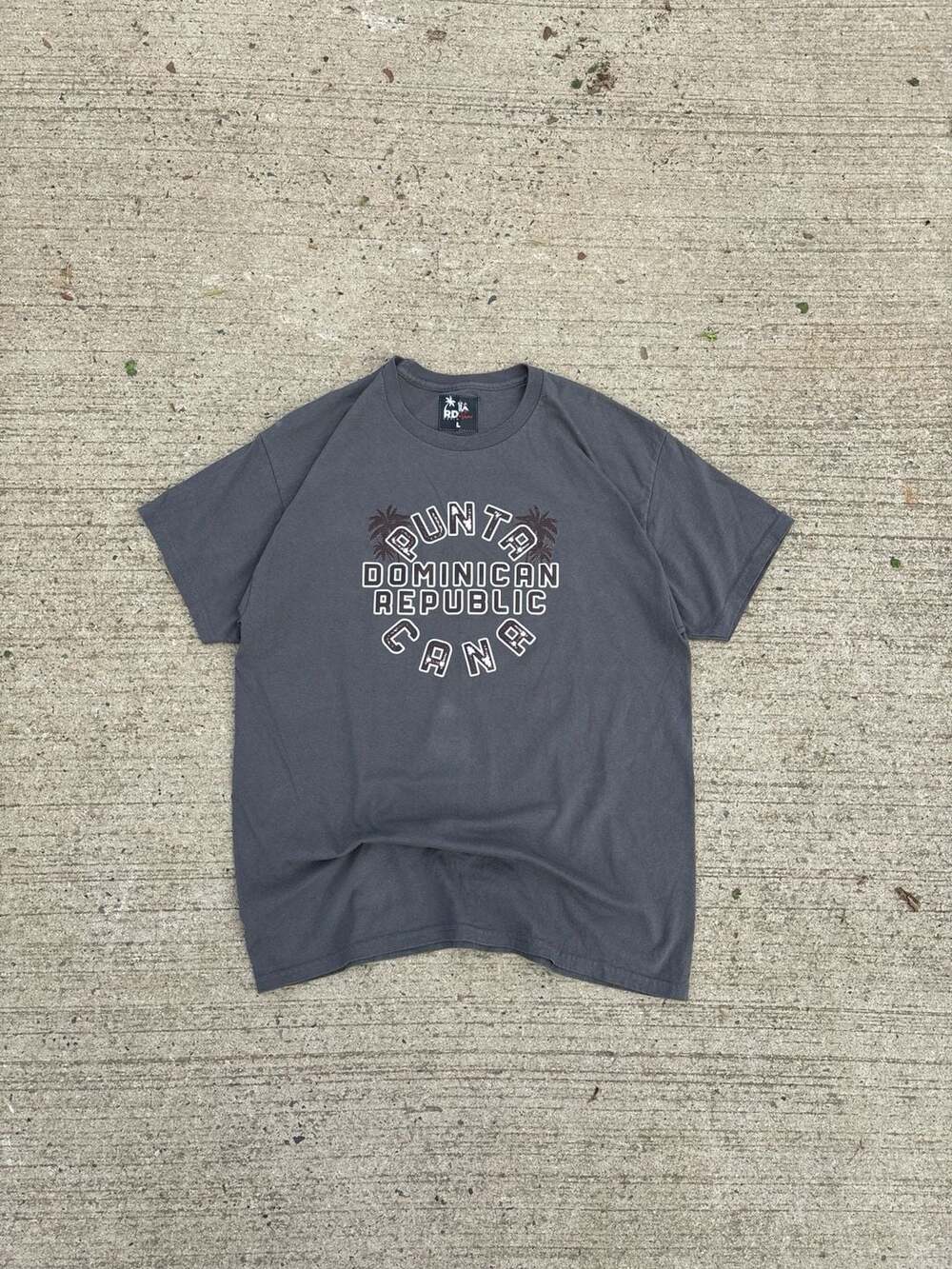 RD Fashion Punta Cana Dominican Republic Souvenir T-Shirt Charcoal Grey Size L